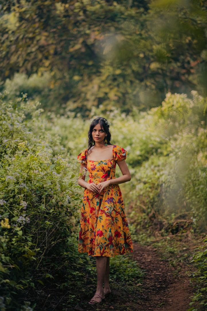 YELLOW TROPICALE DRESS